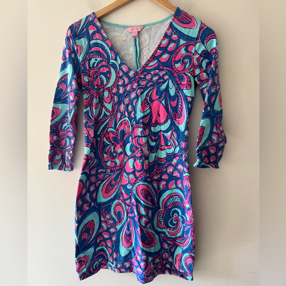 Lilly Pulitzer Stunning Clark V- Neck French Terry Reel Me In Brewster Dress